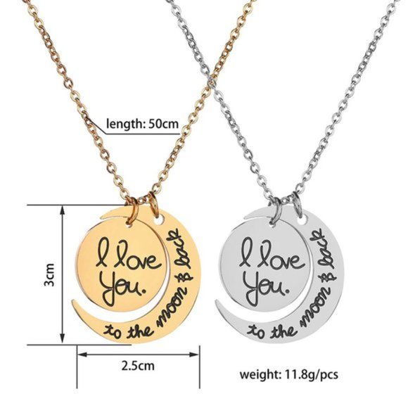 I Love you to the moon and back Necklace - Picture 3 of 8